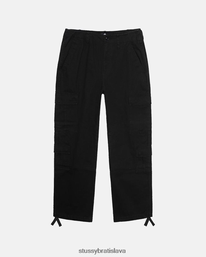 nohavice čierna unisex STUSSY ripstop prebytočný náklad V6222Z343
