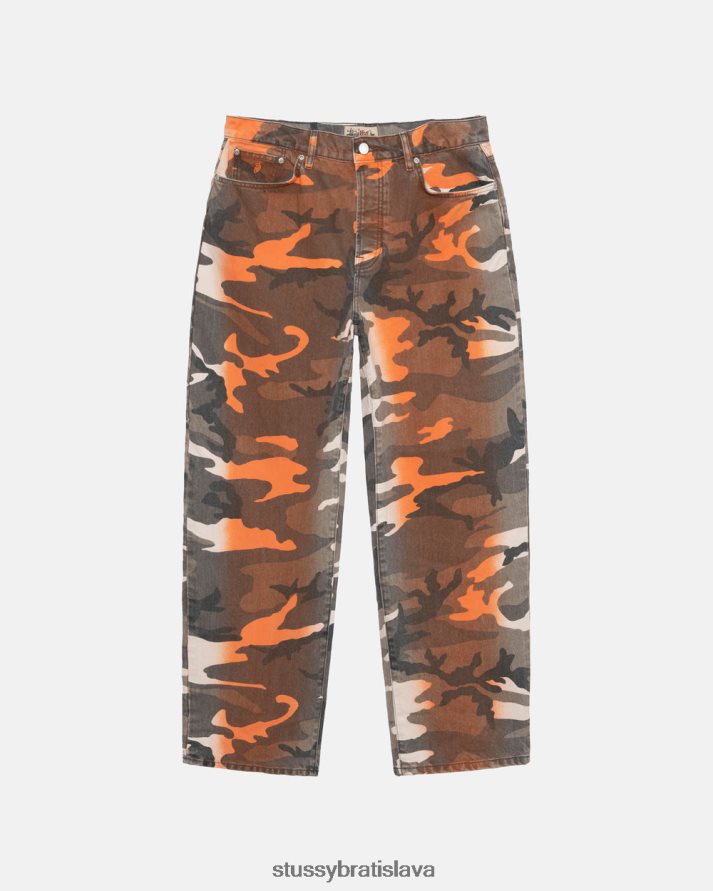 nohavice oranžová kamufláž unisex STUSSY sprej na farbenie veľkých džínsov V6222Z324