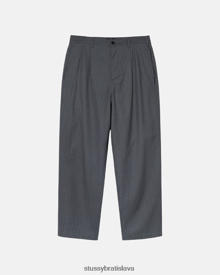nohavice sivá unisex STUSSY pásikové objemné skladané nohavice V6222Z307