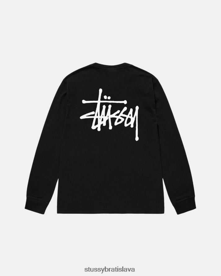 odpaliska čierna unisex STUSSY ls tričko zafarbené základným pigmentom V6222Z62