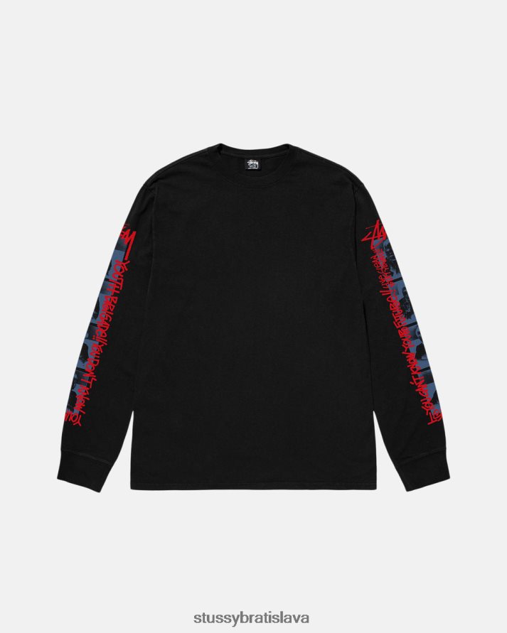 odpaliska čierna unisex STUSSY mládežnícke brigádne pigmentované ls tričko V6222Z51
