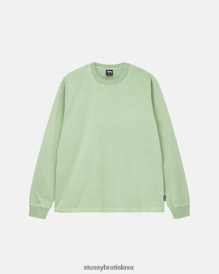 odpaliska zelená unisex STUSSY ťažký pigment farbený ls crew V6222Z84