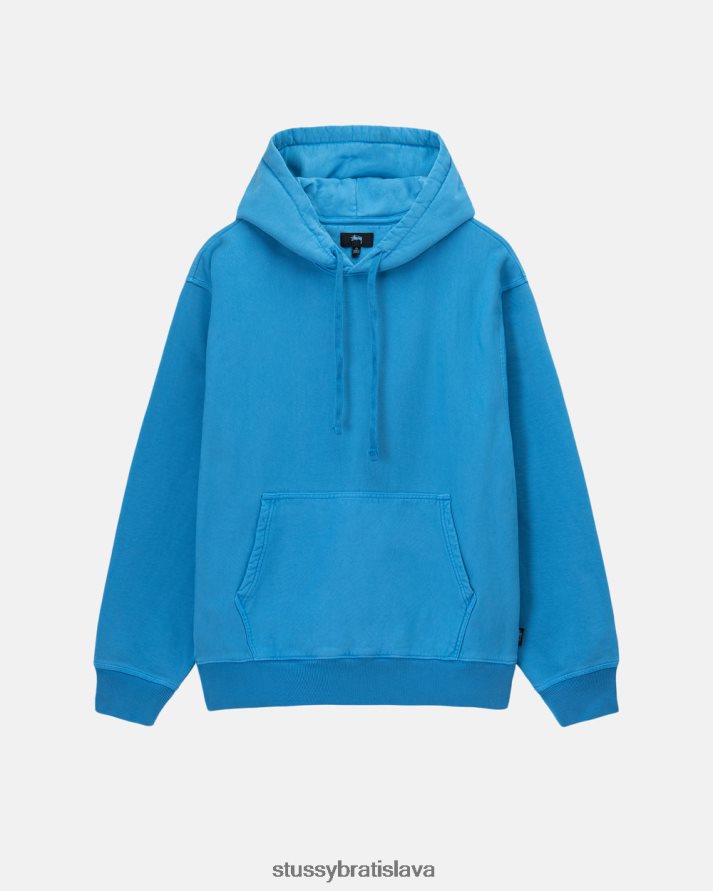 potí sa Modrá unisex STUSSY fleecová mikina s kapucňou zafarbená pigmentom V6222Z220