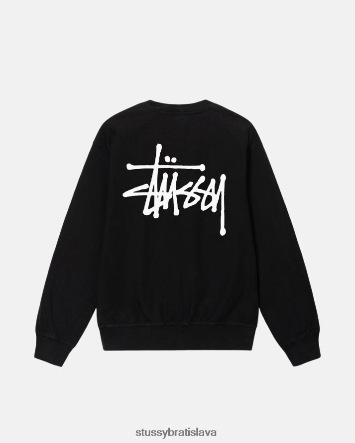 potí sa čierna unisex STUSSY základný pigment zafarbený osádka V6222Z184