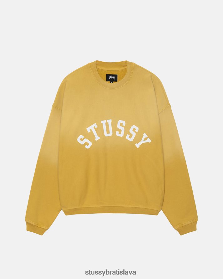 potí sa žltá unisex STUSSY slnko vyblednuté nadrozmerná posádka V6222Z157