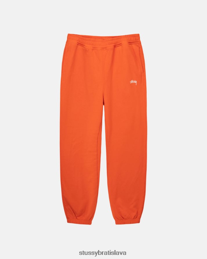 potí sa oranžová unisex STUSSY prefarbené tepláky s logom akcií V6222Z153