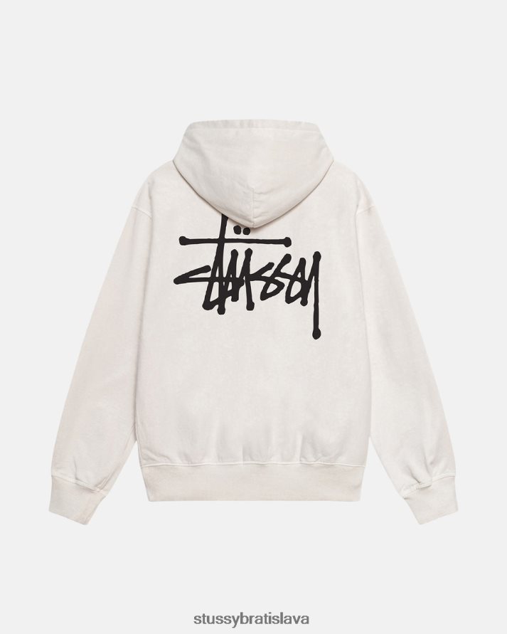 potí sa prirodzené unisex STUSSY mikina s kapucňou zafarbená základným pigmentom V6222Z189