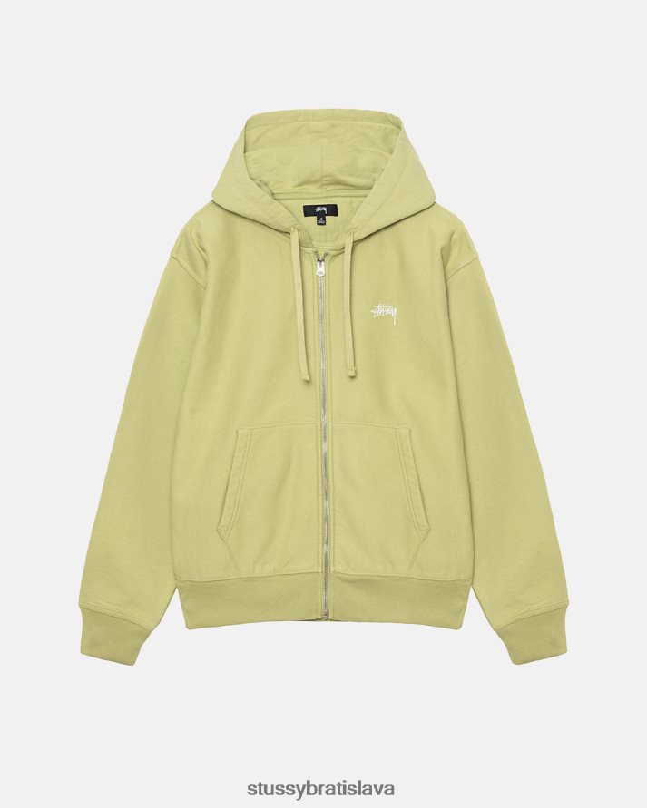 potí sa svetlo zelená unisex STUSSY Mikina na zips s akciovým logom V6222Z131