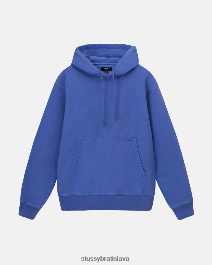 potí sa ultramarín unisex STUSSY fleecová mikina s kapucňou zafarbená pigmentom V6222Z231
