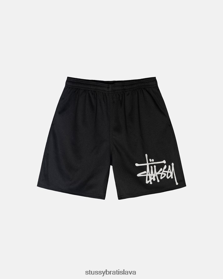 šortky čierna unisex STUSSY veľká základná sieťovina krátka V6222Z269
