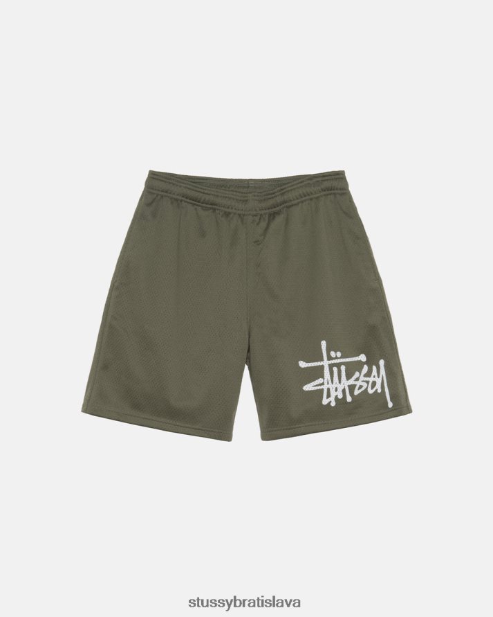 šortky olivový unisex STUSSY veľká základná sieťovina krátka V6222Z270