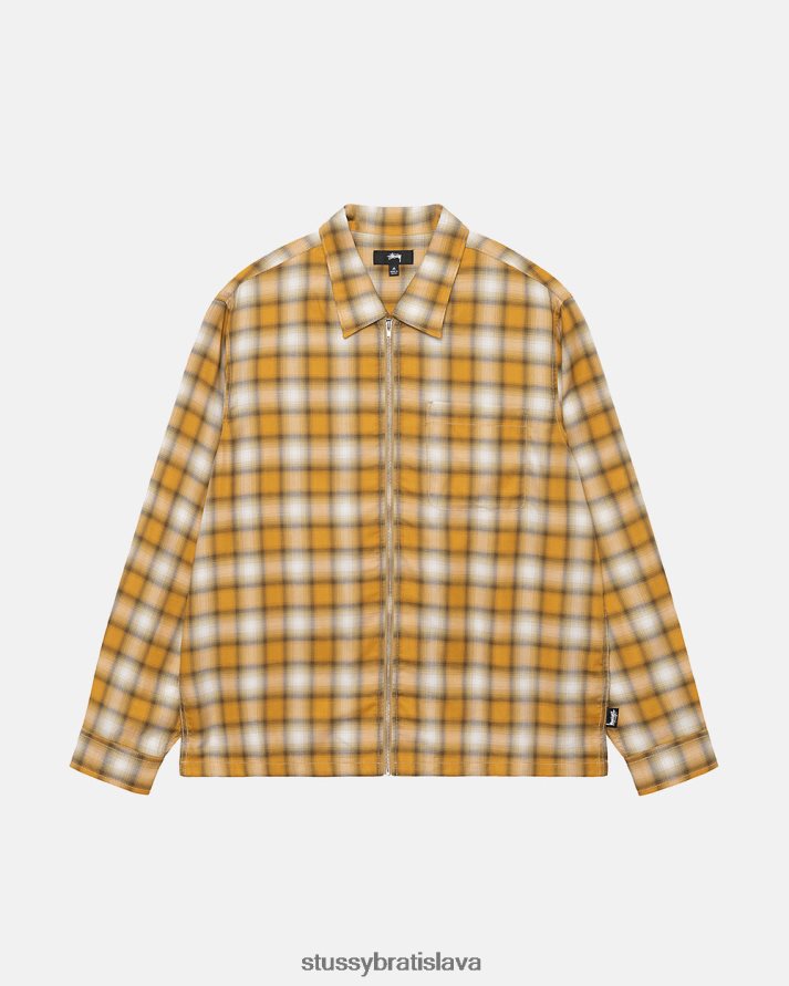 top a košele horčica unisex STUSSY eddie kockovaná košeľa na zips V6222Z500