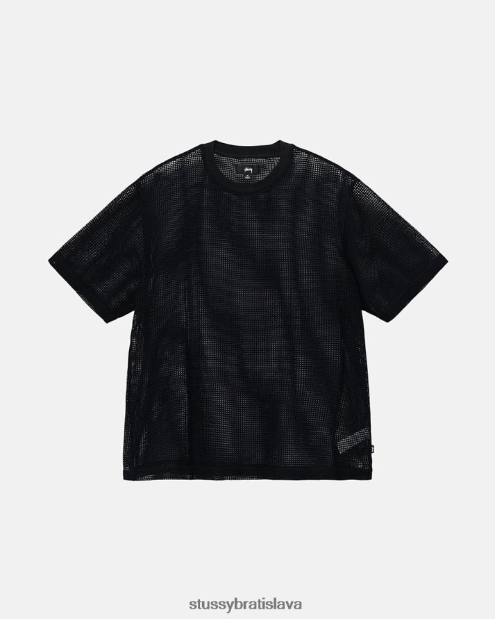 top a košele čierna unisex STUSSY bavlnená sieťovina ss crew V6222Z509