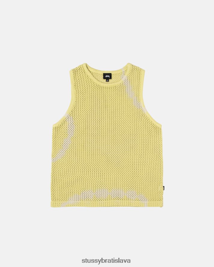 top a košele kravatové farbivo žlté unisex STUSSY o'farbený sieťovaný tank z ťažkej hmotnosti V6222Z503