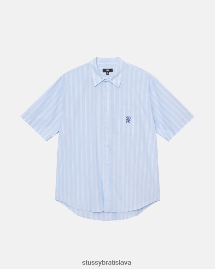 top a košele lt. modrý pruh unisex STUSSY boxy pruhované ss tričko V6222Z501