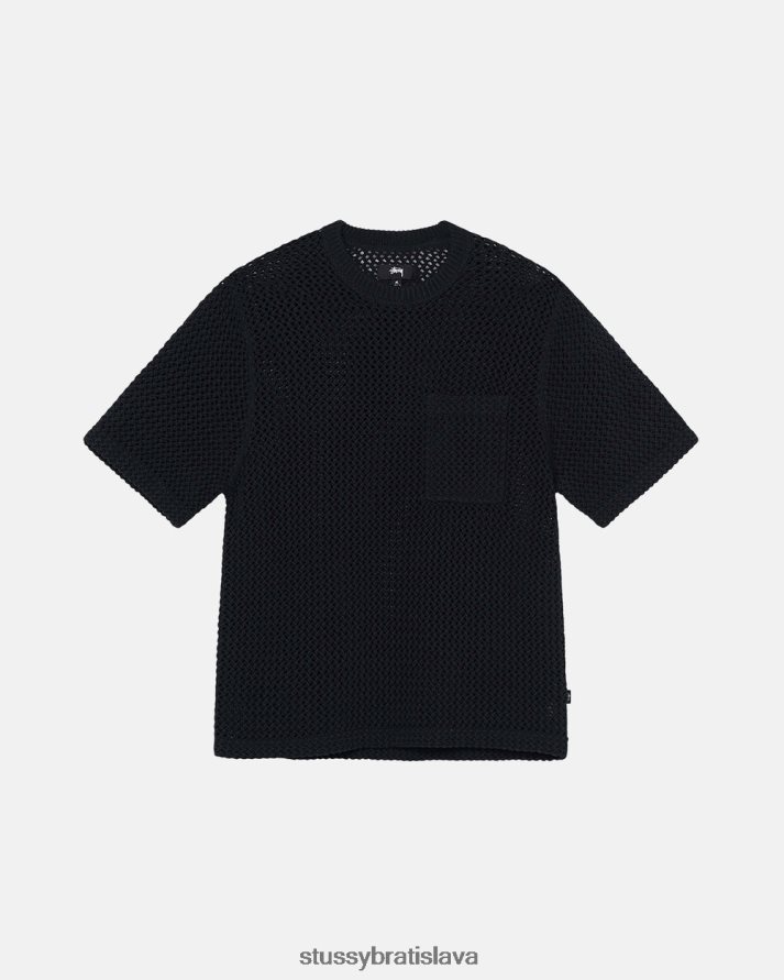 top a košele plná čierna unisex STUSSY o'dyed heavyweight mesh crew V6222Z506