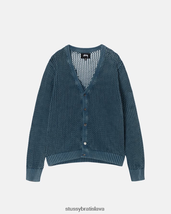úplety Modrá unisex STUSSY kardigan s voľným rozchodom V6222Z258