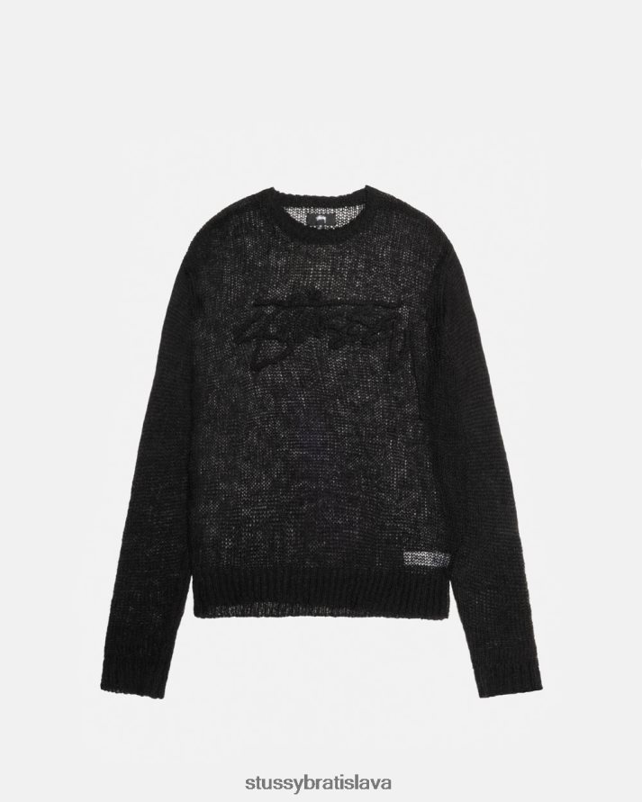 úplety čierna unisex STUSSY voľný pletený sveter s logom V6222Z263
