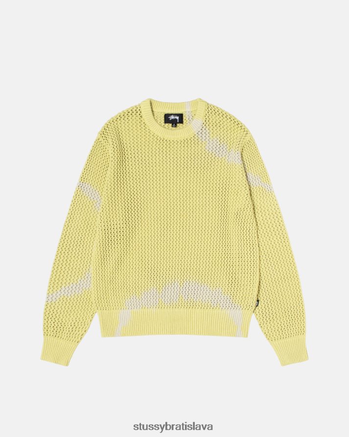 úplety kravatové farbivo žlté unisex STUSSY pigmentom zafarbený voľný sveter V6222Z256