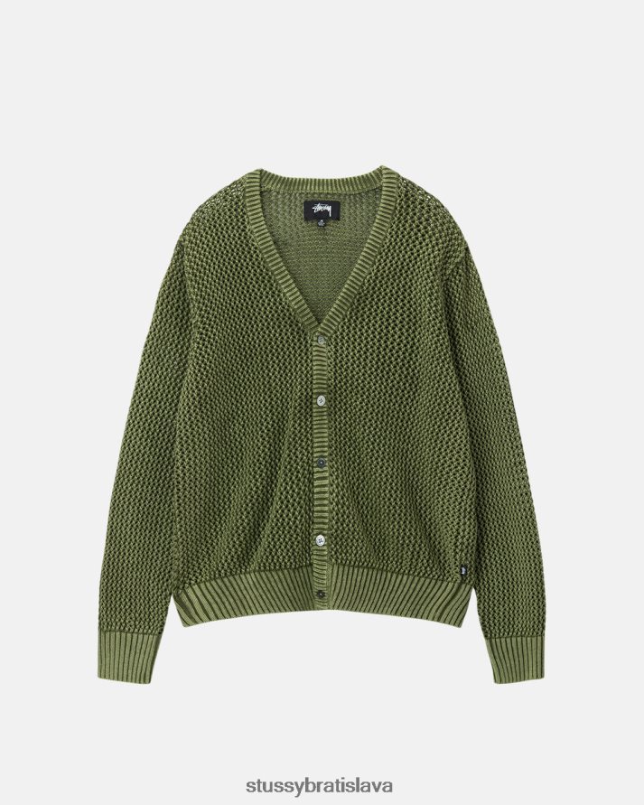 úplety olivový unisex STUSSY kardigan s voľným rozchodom V6222Z259