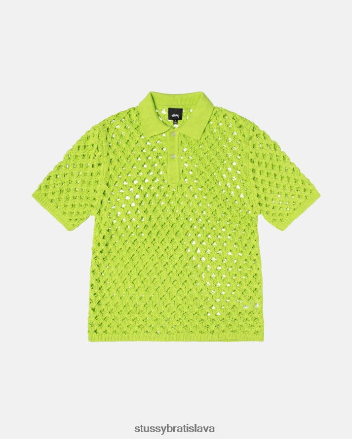 úplety vápno unisex STUSSY veľký sieťovaný polo sveter V6222Z245