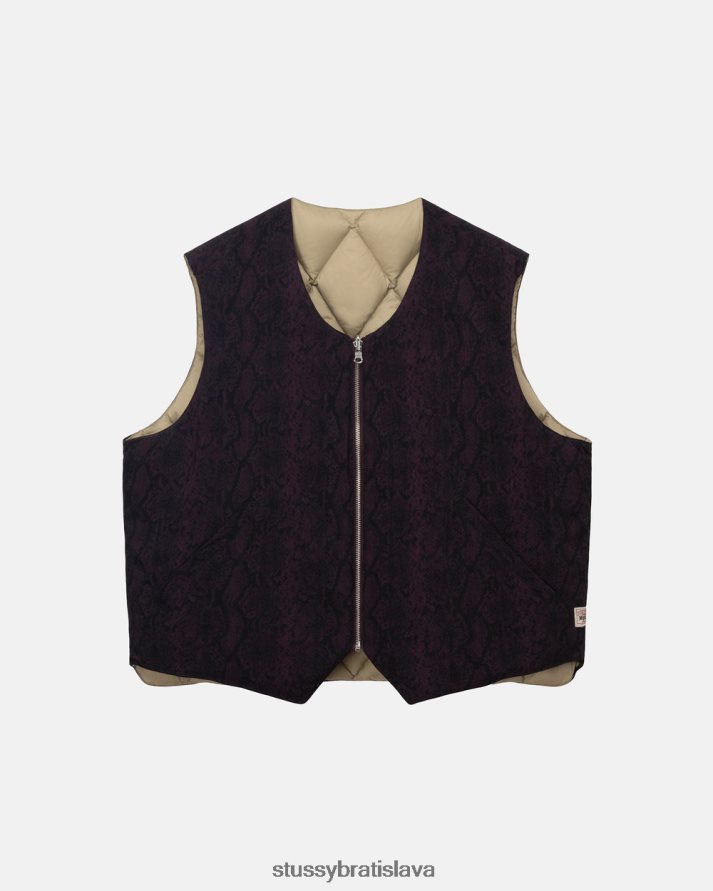 vrchné oblečenie bordová unisex STUSSY pytónová obojstranná vesta V6222Z354