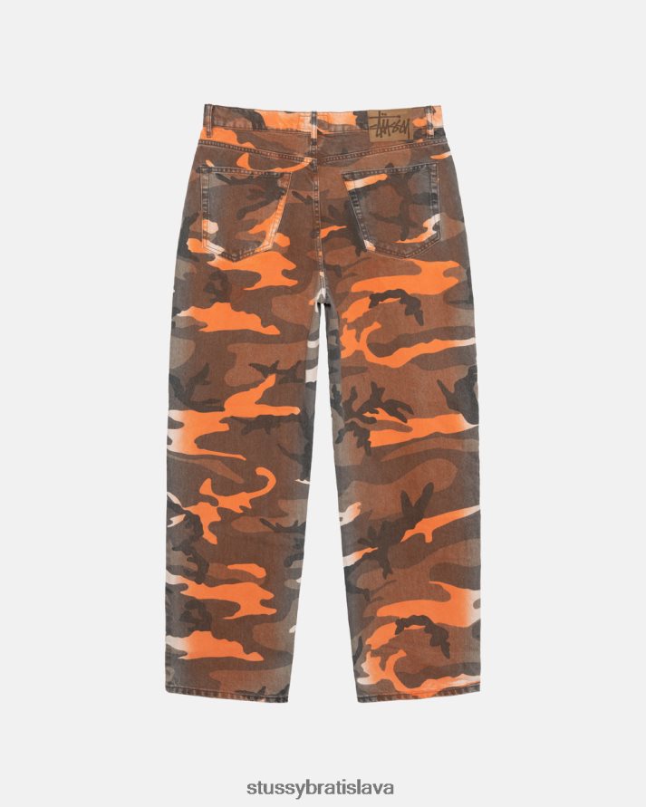 nohavice oranžová kamufláž unisex STUSSY sprej na farbenie veľkých džínsov V6222Z324