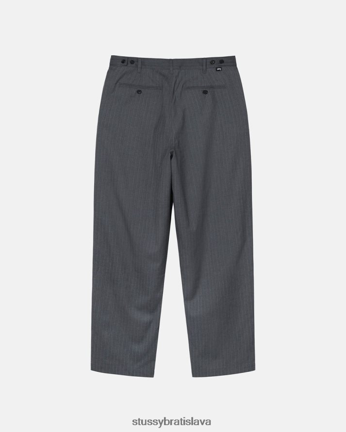 nohavice sivá unisex STUSSY pásikové objemné skladané nohavice V6222Z307