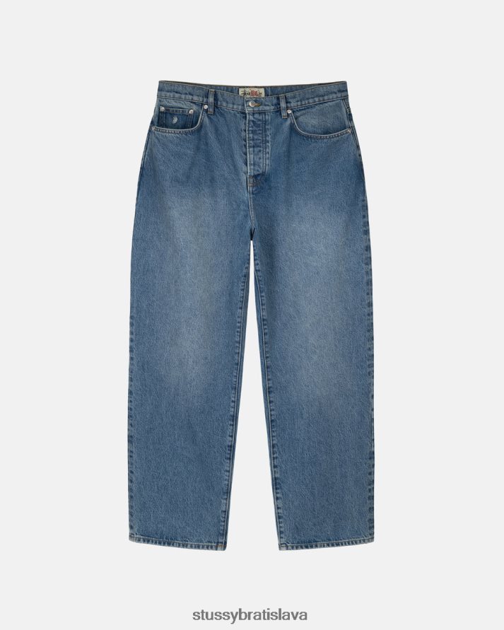 nohavice umyté na modro unisex STUSSY džínsové veľké staré džínsy V6222Z326