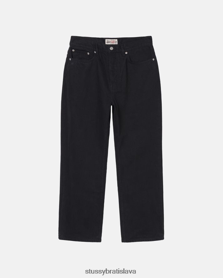 nohavice čierna unisex STUSSY prefarbené klasické džínsy V6222Z330