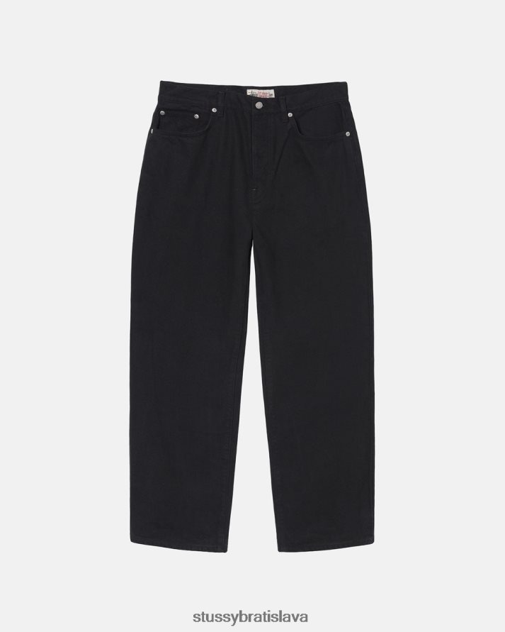 nohavice čierna unisex STUSSY prefarbené veľké staré džínsy V6222Z327