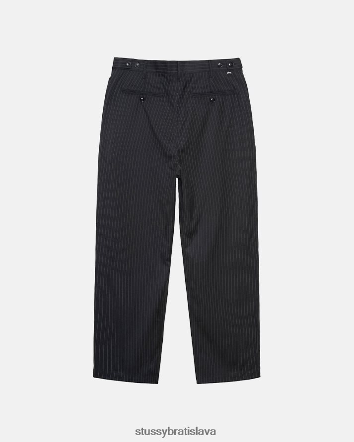 nohavice čierna unisex STUSSY pásikové objemné skladané nohavice V6222Z306