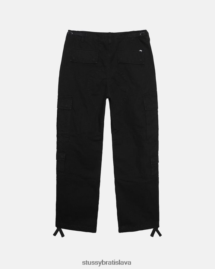 nohavice čierna unisex STUSSY ripstop prebytočný náklad V6222Z343