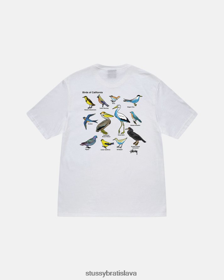 odpaliska biely unisex STUSSY kalifornské tričko pre vtáky V6222Z14