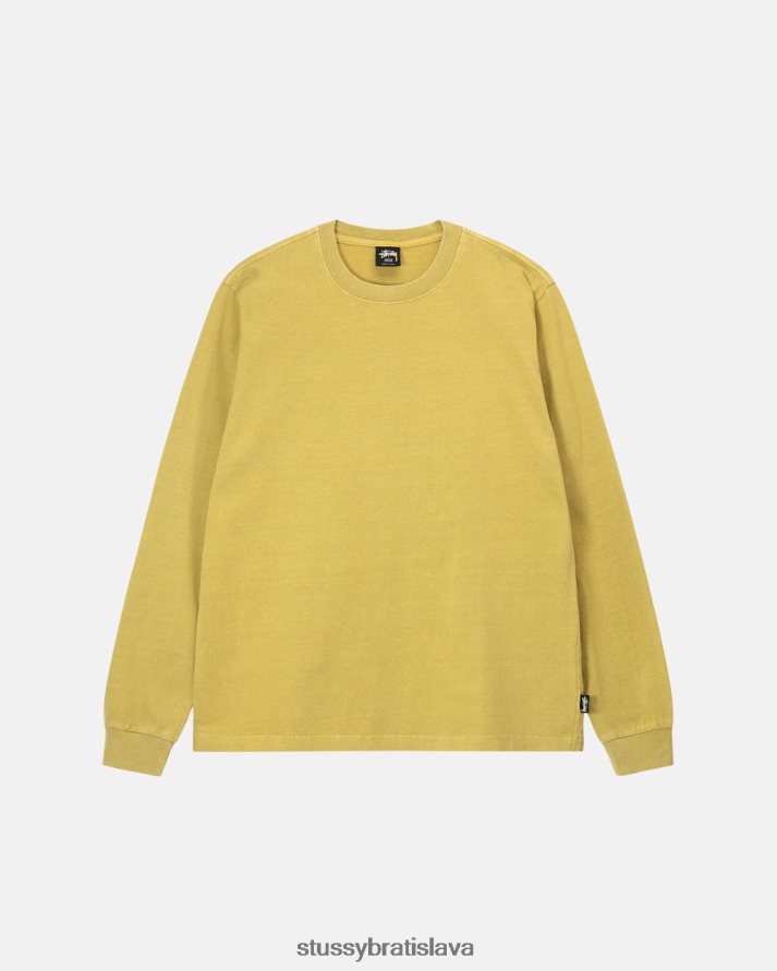 odpaliska horčica unisex STUSSY ťažký pigment farbený ls crew V6222Z86