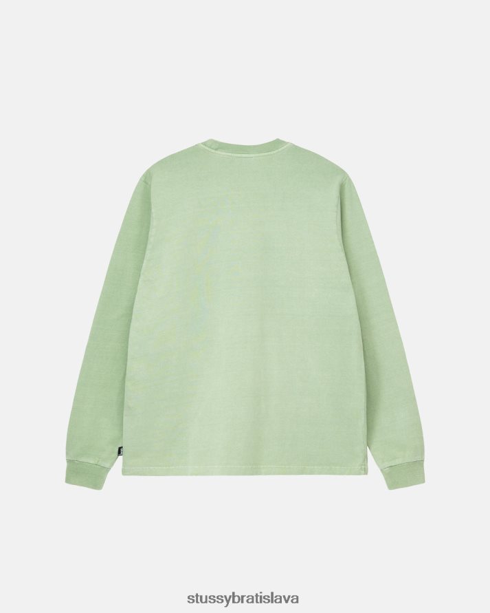 odpaliska zelená unisex STUSSY ťažký pigment farbený ls crew V6222Z84