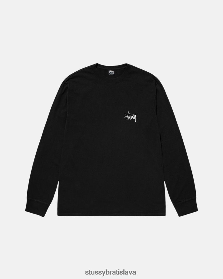 odpaliska čierna unisex STUSSY ls tričko zafarbené základným pigmentom V6222Z62