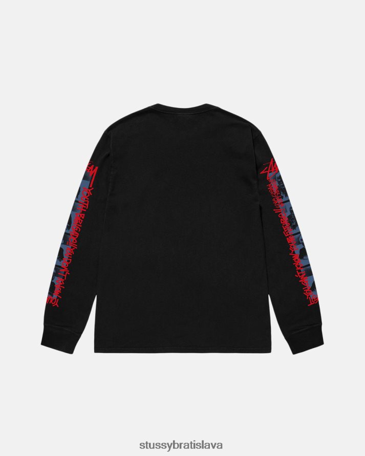 odpaliska čierna unisex STUSSY mládežnícke brigádne pigmentované ls tričko V6222Z51