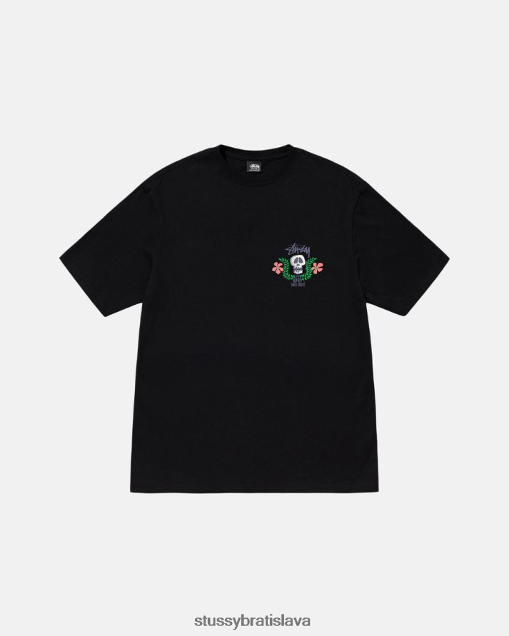 odpaliska čierna unisex STUSSY tričko s hrebeňom lebky V6222Z48
