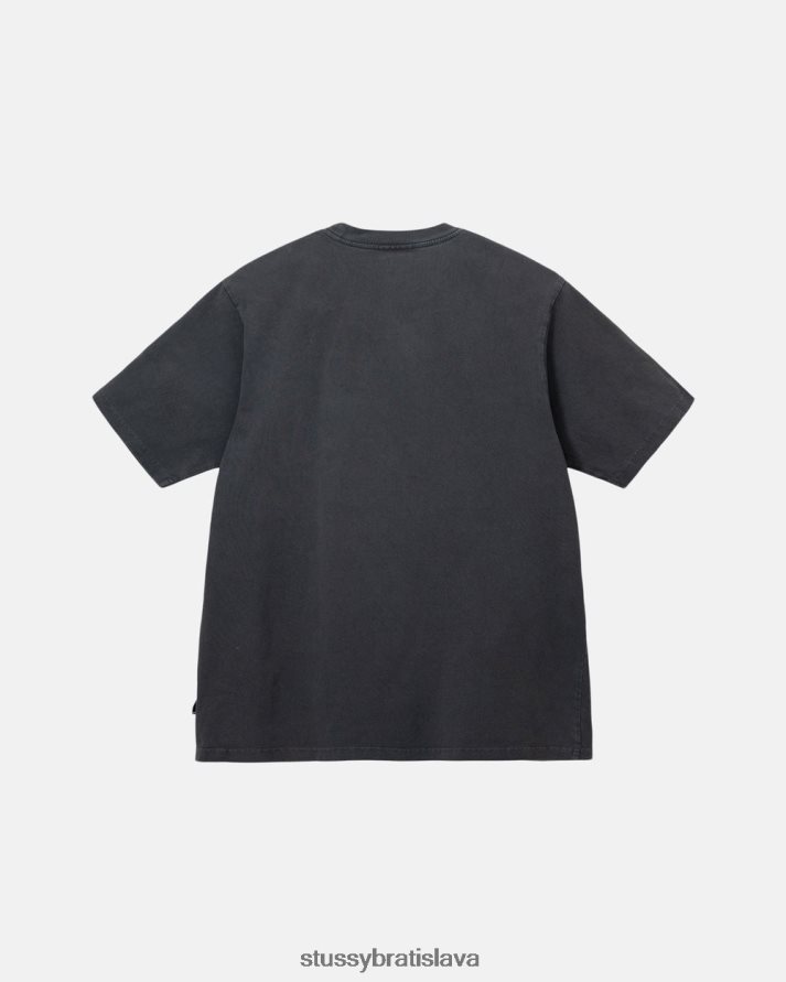 odpaliska čierna unisex STUSSY ťažká váha pigmentom farbená posádka V6222Z67