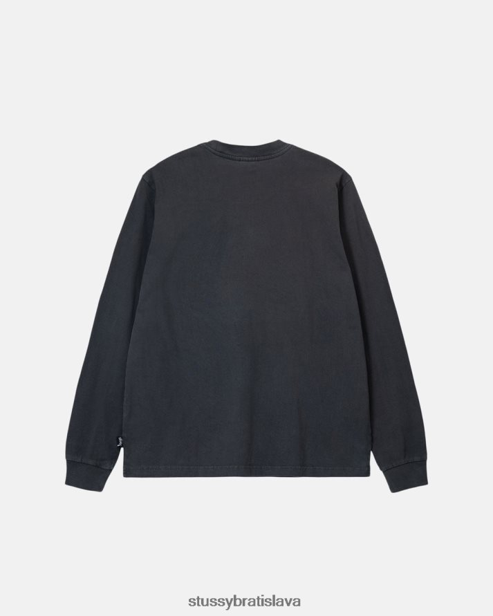 odpaliska čierna unisex STUSSY ťažký pigment farbený ls crew V6222Z81