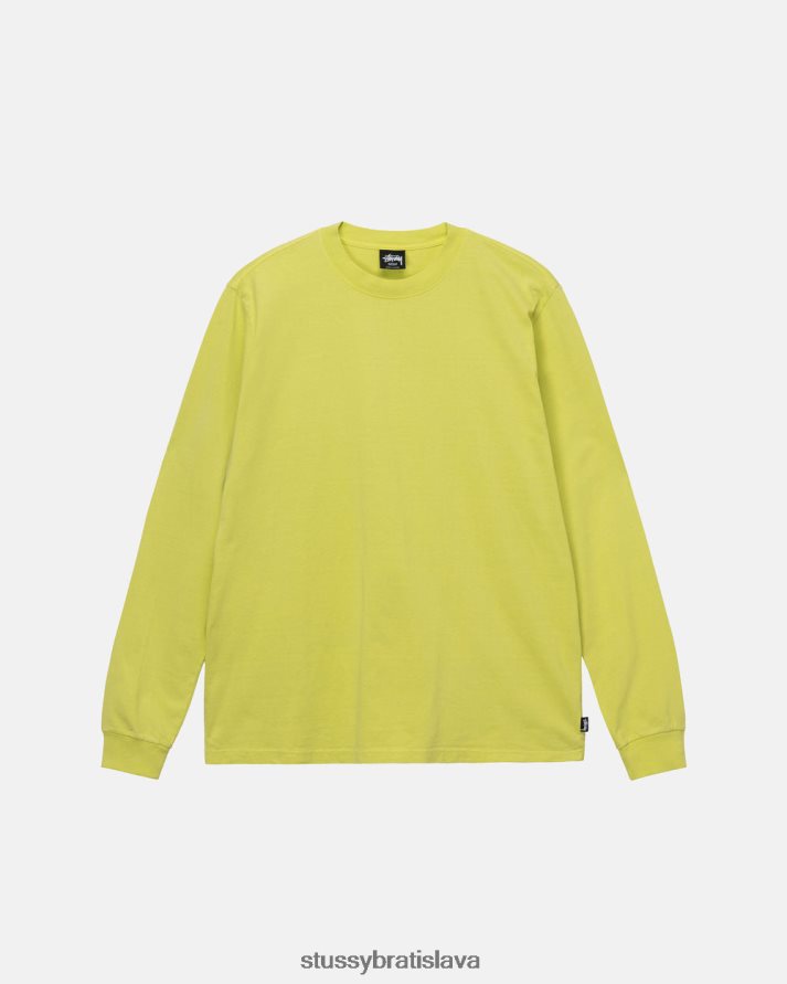 odpaliska žltá unisex STUSSY ťažký pigment farbený ls crew V6222Z87