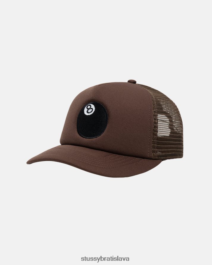 pokrývky hlavy hnedá unisex STUSSY Trucker čiapka s 8 loptičkami V6222Z372