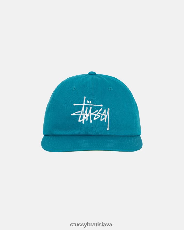 pokrývky hlavy modrozelený unisex STUSSY základná strapback čiapka V6222Z400