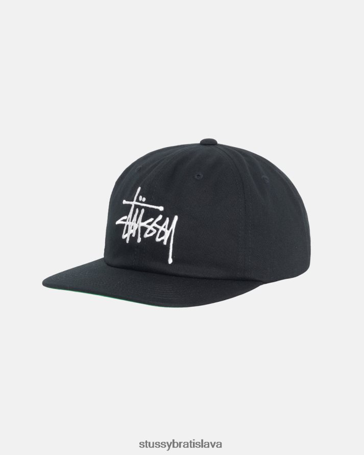 pokrývky hlavy čierna unisex STUSSY základná strapback čiapka V6222Z398