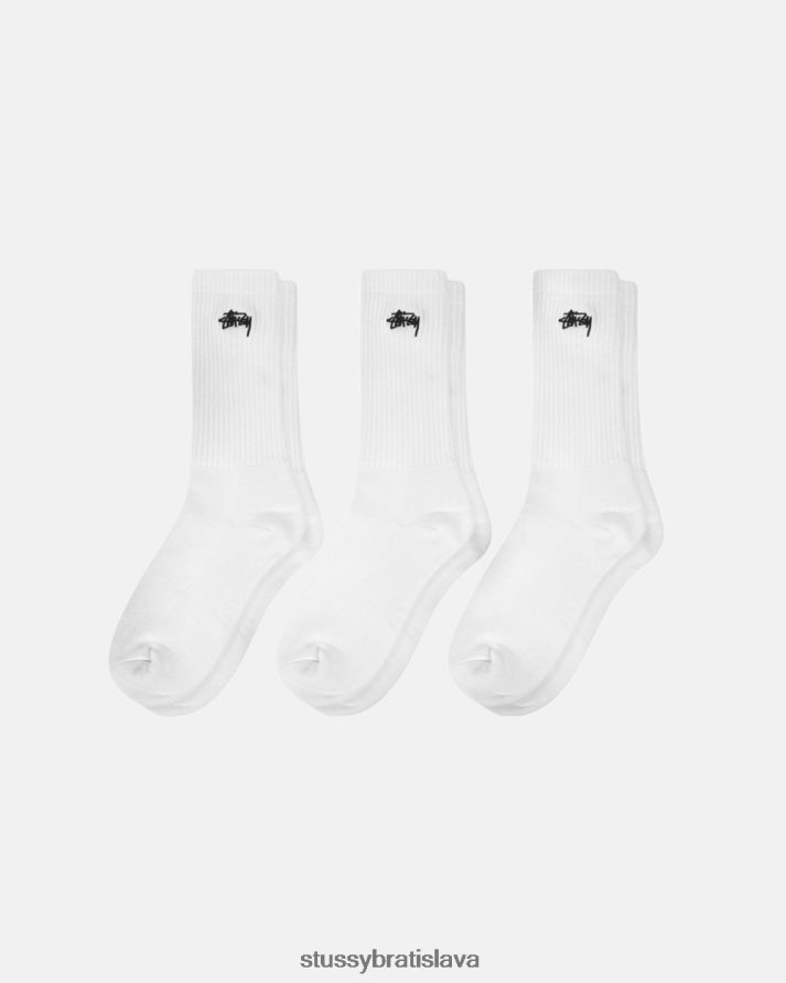 ponožky biely unisex STUSSY skladové ponožky - 3 bal V6222Z453