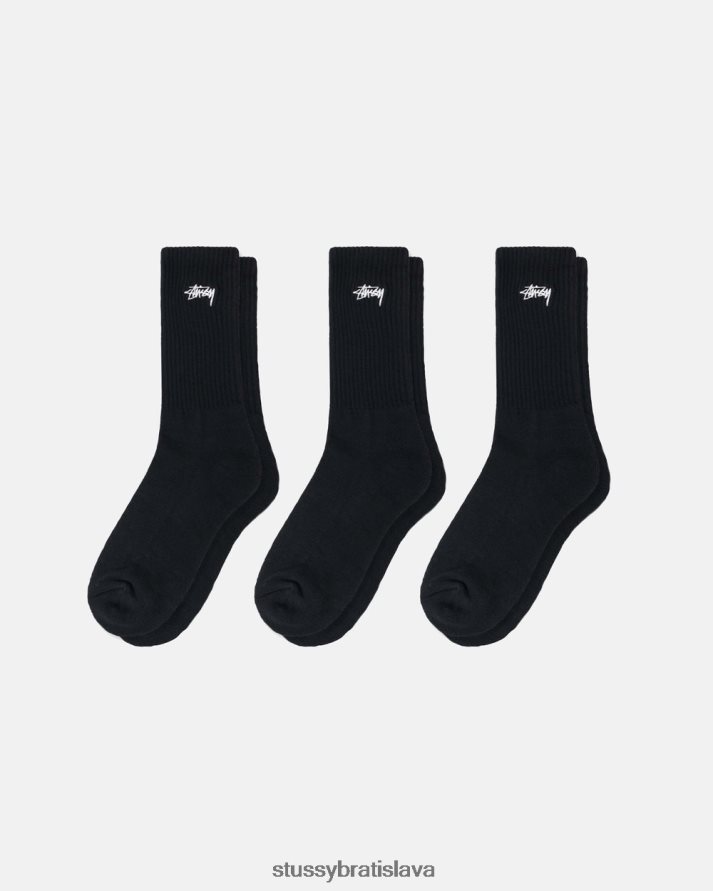 ponožky čierna unisex STUSSY skladové ponožky - 3 bal V6222Z452