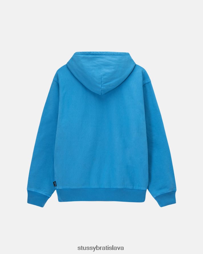 potí sa Modrá unisex STUSSY fleecová mikina s kapucňou zafarbená pigmentom V6222Z220