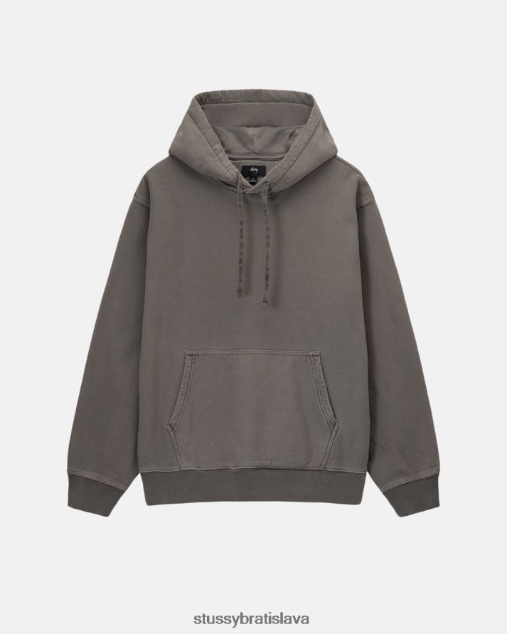 potí sa drevené uhlie unisex STUSSY fleecová mikina s kapucňou zafarbená pigmentom V6222Z223