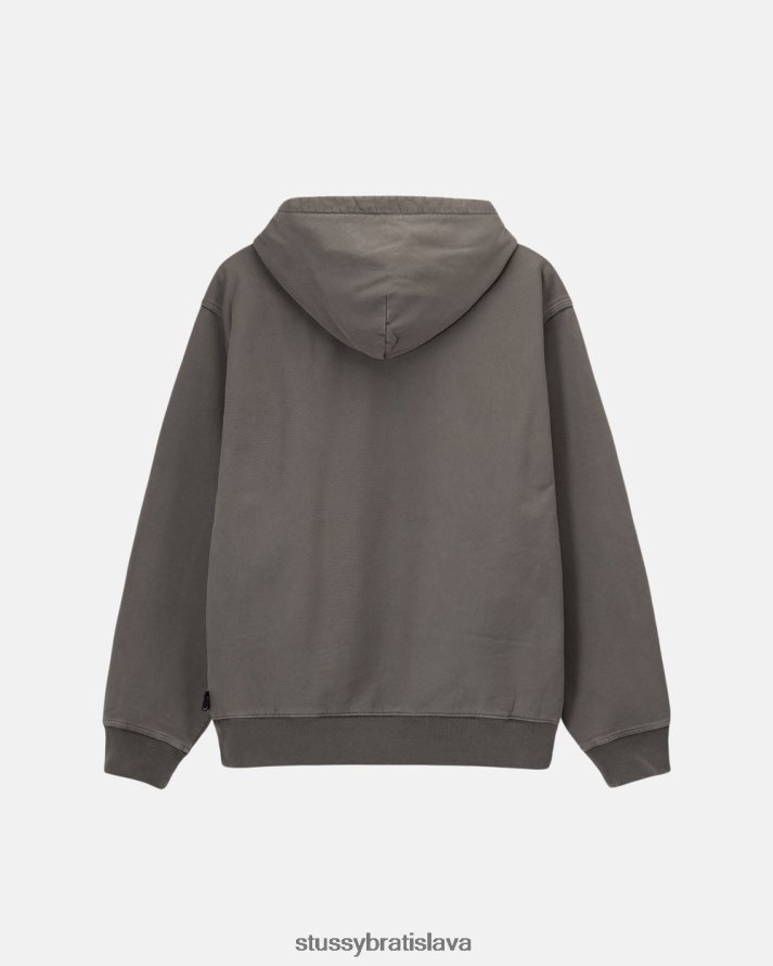 potí sa drevené uhlie unisex STUSSY fleecová mikina s kapucňou zafarbená pigmentom V6222Z223